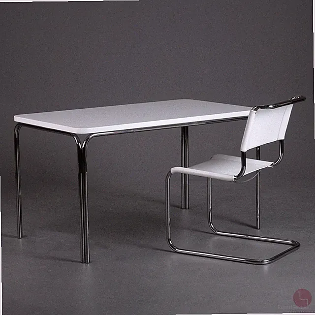 Thonet 1033 Esstisch 130 x 78 cm Weiß lackiert Holz Schreibtisch Tisch verchromt