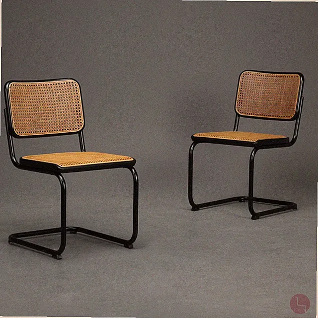 Thonet S32 Freischwinger Gestell Schwarz Bauhaus Stuhl Vintage Patina 1 von 2