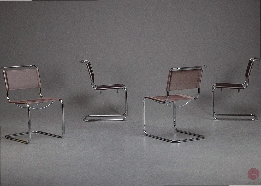 Thonet S33 N Freischwinger Bronze Netzgewebe Bauhaus Stuhl verchromt RAR 1 v. 4
