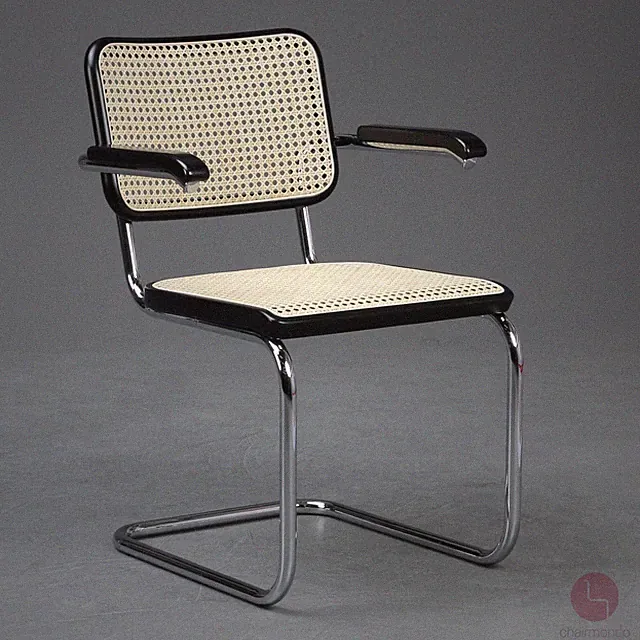 Thonet S64 Freischwinger Stuhl in Schwarz Wiener Geflecht neu restauriert 1 v. 2