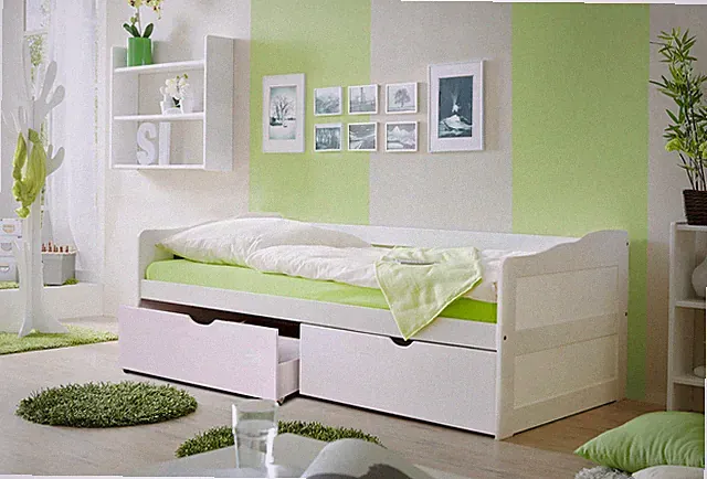 TiCAA Sofabett Funktionsbett Gästebett Melanie Kiefer Weiß inkl. Matratze und