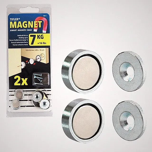Tifler Türschnapper, magnetisch, zum bündigen Versenken, 16 mm, 2 Stück Magnete