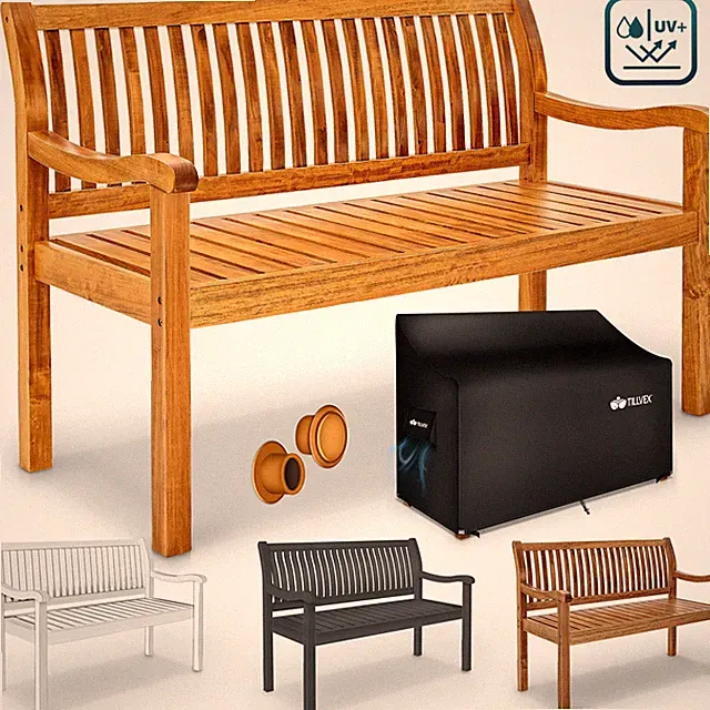 tillvex® Gartenbank Holz Parkbank Massiv Terrasse Sitzbank Garten Gartenmöbel