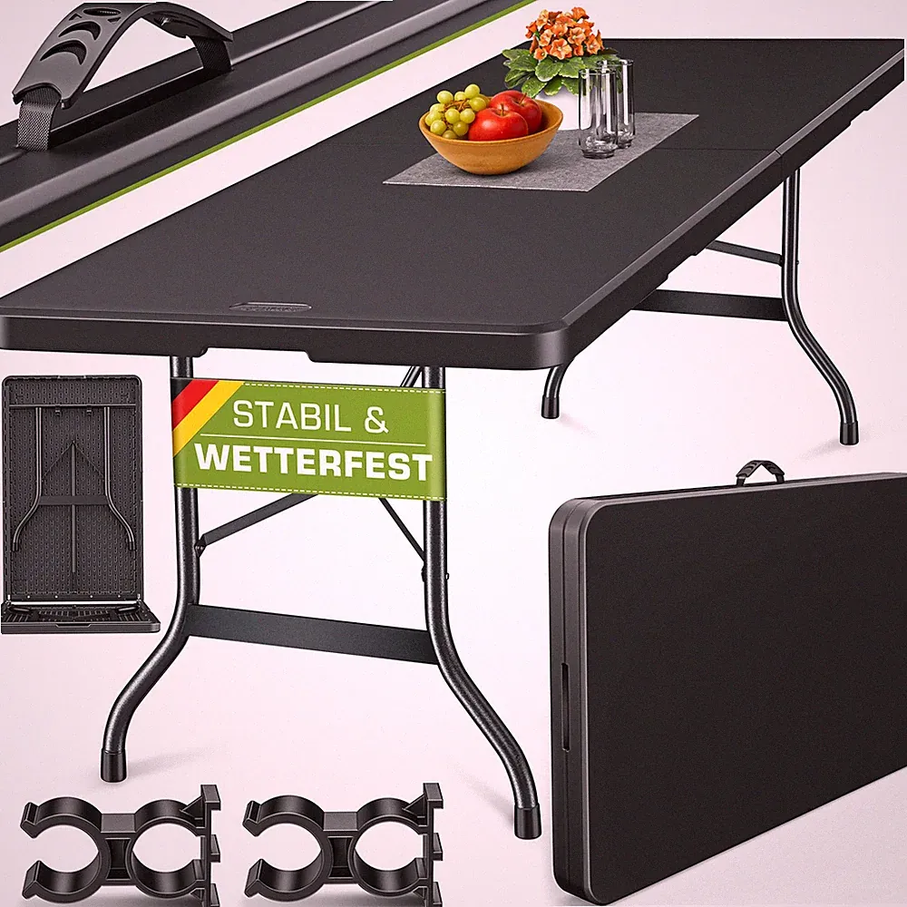 tillvex® Klapptisch 180cm Gartentisch Buffettisch Campingtisch klappbar Garten