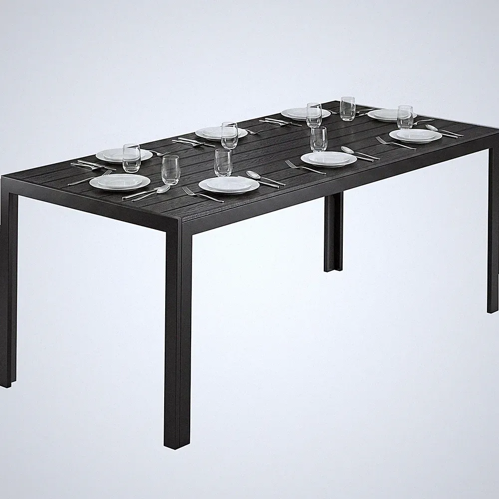 Tisch Alu WPC Esstisch Gartentisch Gartenmöbel Balkon Schwarz