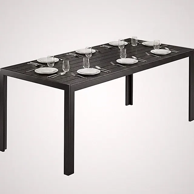 Tisch Alu WPC Esstisch Gartentisch Gartenmöbel Balkon Schwarz