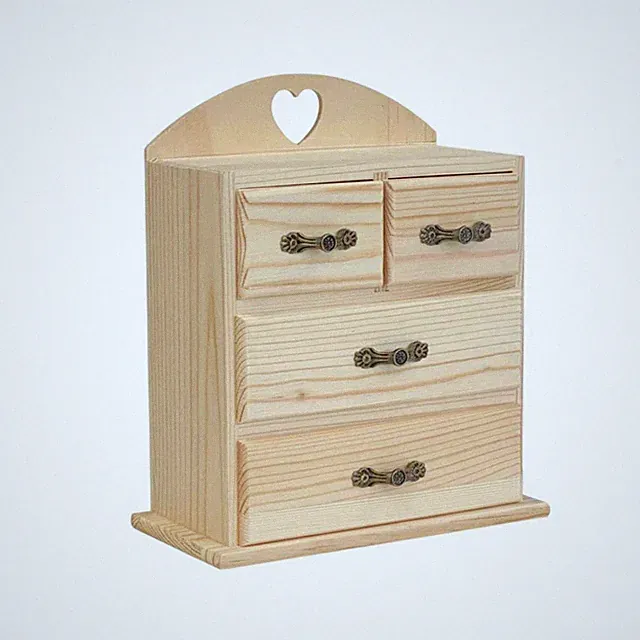 Tisch-Aufbewahrungsbox mit Herzgriff mehrere Fächer Kosmetik-Organizer aus Holz