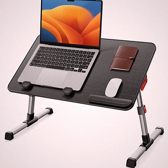 Tisch, Beistelltisch, Höhenverstellbar, Klappbar, Laptop Tisch, Bett, Schwarz