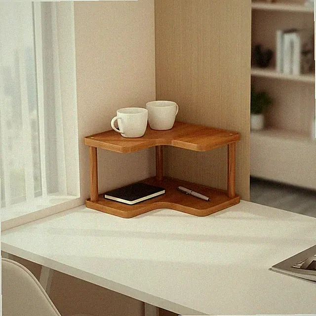 Tisch-Eckregal platzsparend Eck-Tischregal kompakt für Arbeitszimmer