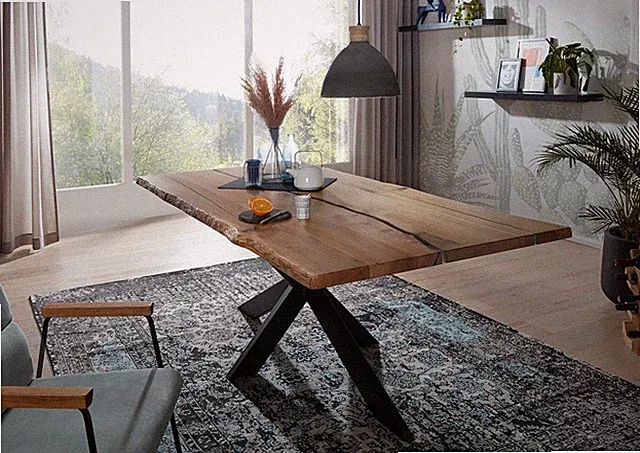 Tisch Esstisch mit Epoxidharz 200x100cm Eiche Wildeiche massiv geölt NEU OVP!!!