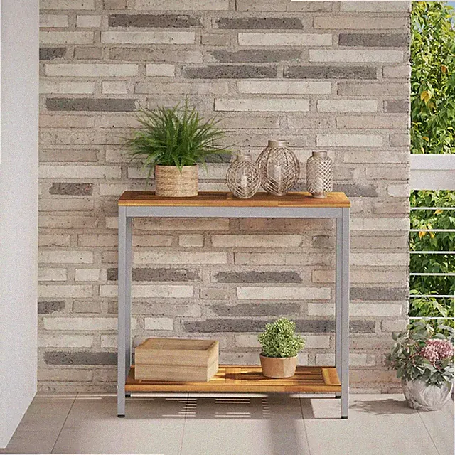 Tisch für Outdoor mit Speicher Massives Akazienholz und Stahl Hinterhof vidaXL