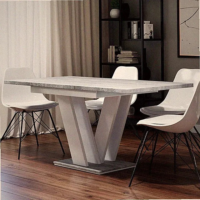 Tisch Kamabi Esszimmer Wohnzimmer Hochglanz Weiß Esstisch Küchetisch Modern M24