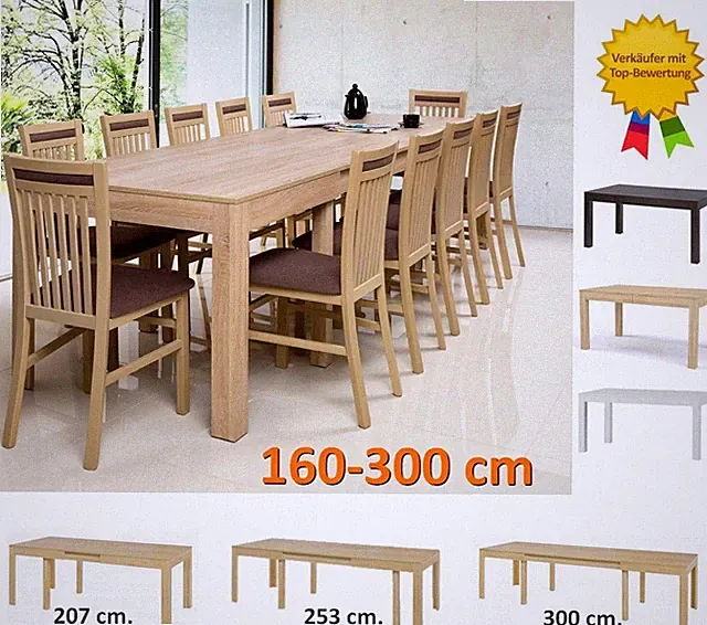 Tisch Küchentisch Esszimmertisch Esstisch WENUS ausziehbar 300 cm !!!