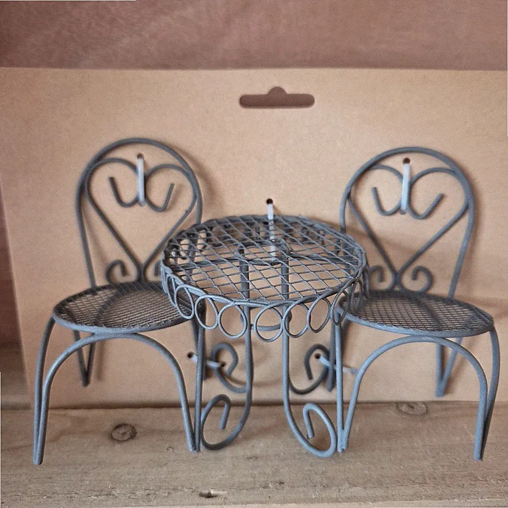 Tisch Stühle Puppenhaus Möbel Gartenmöbel Metall 1:12 Weiß Set Garten Möbel