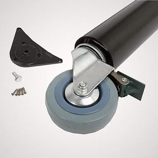 Tischbein aus Stahl mit Rolle und Bremse Tischfuss Möbelbein Schwarz 710mm ø60mm
