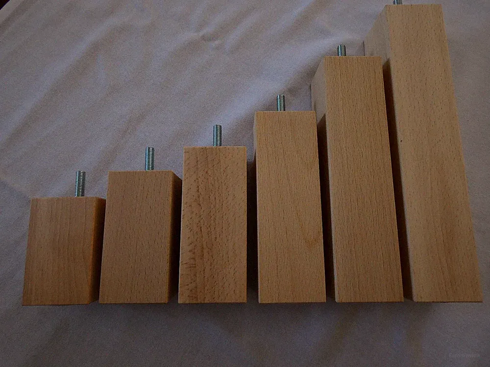 Tischbein Möbelfüße Füße HOLZ M8 / M10 BUCHE NATUR Höhe 8cm. bis 75cm. 50X50mm.