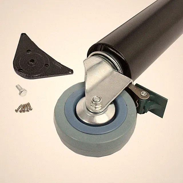 Tischbein Möbelfuss auf Rolle mit Bremse ø 60mm Höhe 870 mm Schwarz aus Stahl