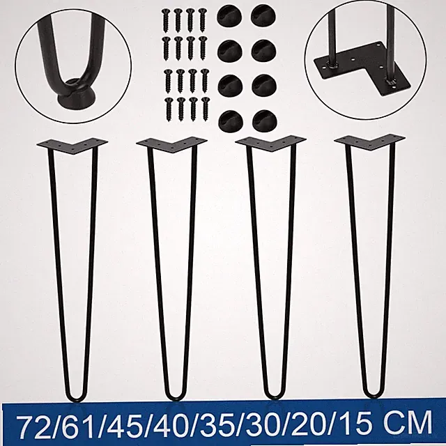 Tischbeine 4X Couchtisch 15-72CM DIY Haarnadelbeine Möbelfüße Stahl Hairpin Legs