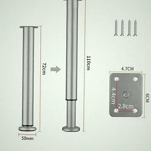 Tischbeine Eisen Optik 710-1100mm Ø 40 mm Sehr Stabil Tischfüße Höhenverstellbar