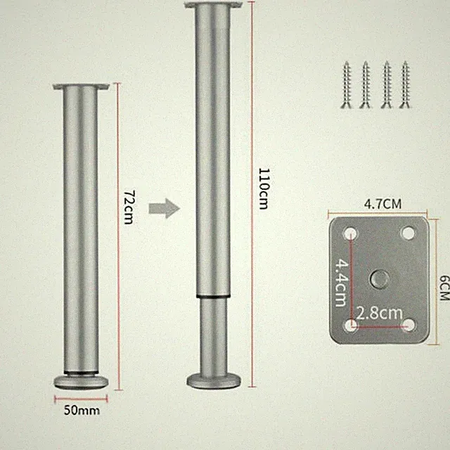 Tischbeine Eisen Optik 720-1100mm Ø 40 mm Sehr Stabil Tischfüße Höhenverstellbar