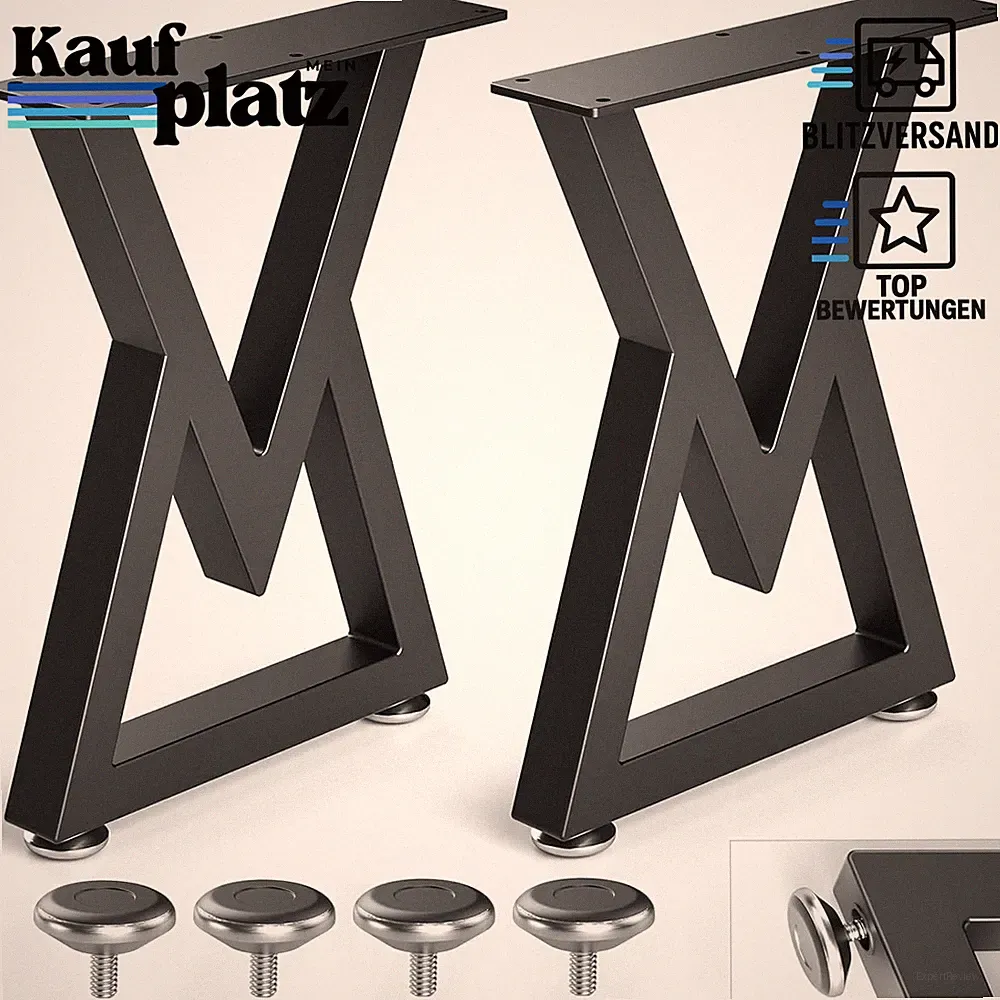 Tischbeine Metall V-Form 16" Schwarz 30x40cm 2er-Set Rostschutz minimalistisch