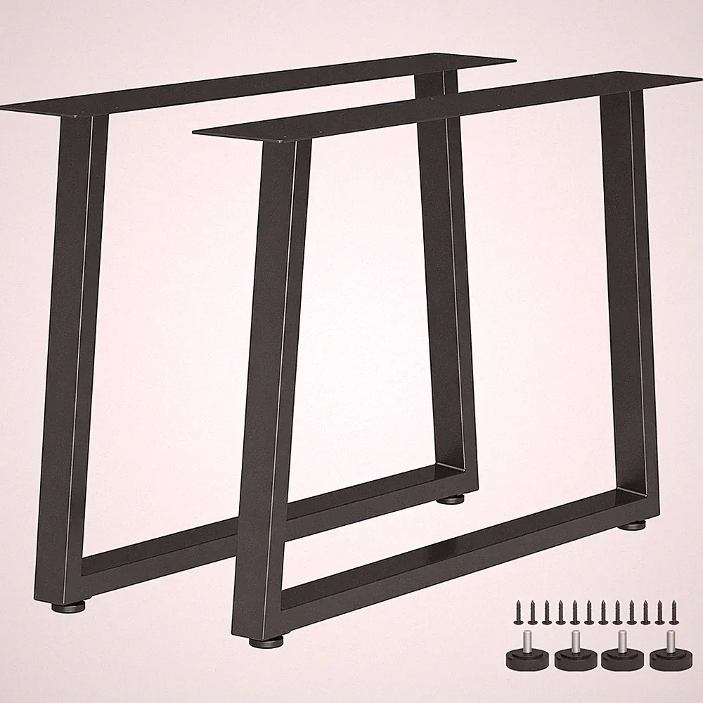 Tischbeine Trapezform 60x43cm Schwarz Stahl 2er Set DIY Couchtisch