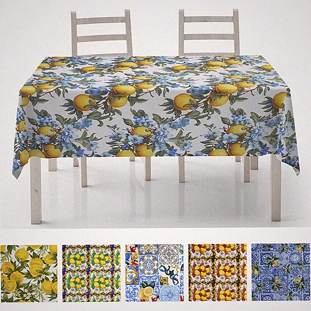 Tischdecke Tischdecke Baumwolle Zitronenmuster Blumen, Fleckenüberwurf Wohnkultur