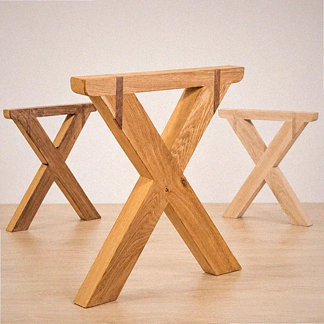 Tischfüße massive Eiche X-Design handgefertigte Holzbeine 1x Stück MONBAK MF04