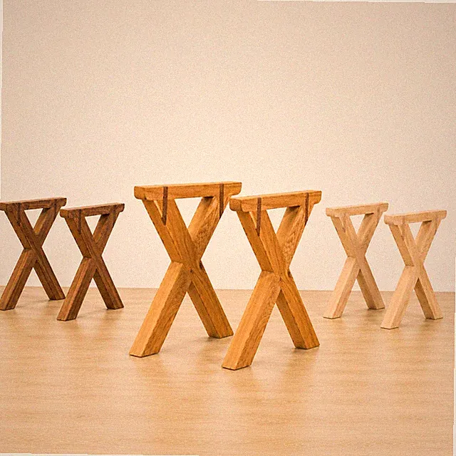 Tischfüße massive Eiche X-Design handgefertigte Holzbeine 2er Set MONBAK MF04