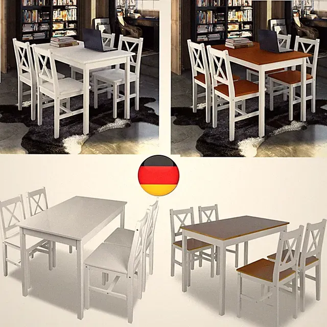 Tischgruppe Essgruppe 5-tlg.Esstischset 4 Stuhl Esstischgruppe Esszimmergarnitur