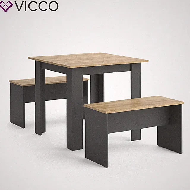 Tischgruppe Sitzgruppe Esszimmer Sentio Esstisch Anthrazit Eiche 80 cm Vicco
