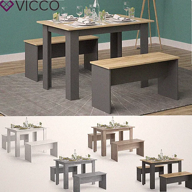Tischgruppe Sitzgruppe Esszimmer Sentio Esstisch Sitzbank 110 cm