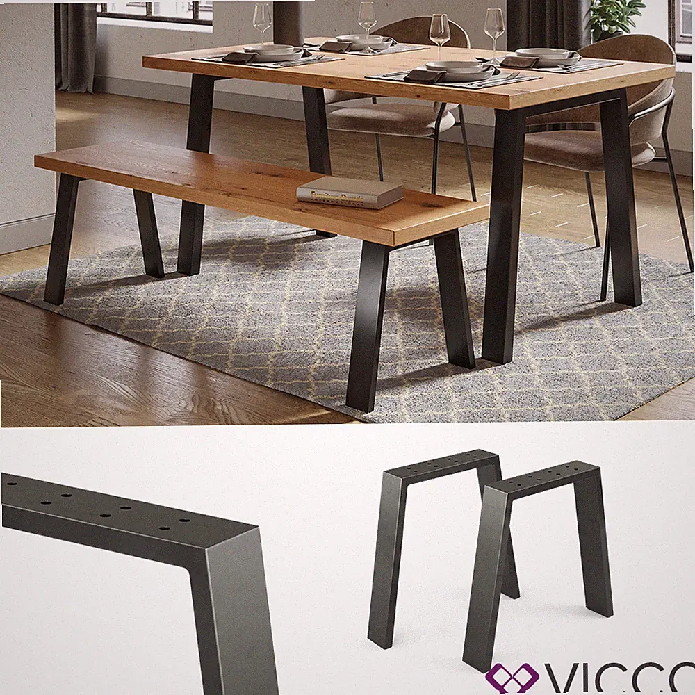 Tischkufen Tischbeine Tischgestell Couchtisch Möbelfüße U-Form 42 cmLoft Vicco