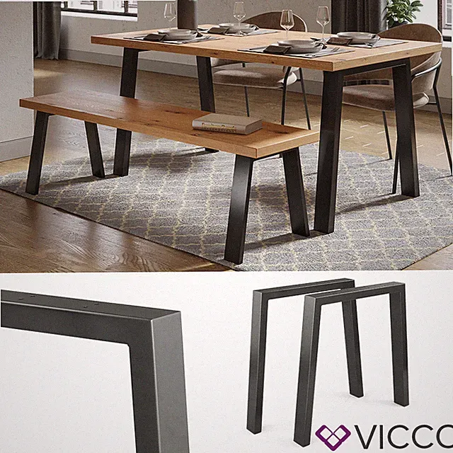 Tischkufen Tischbeine Tischgestell Esstisch Möbelfüße DIY Loft U-Form 72cm Vicco