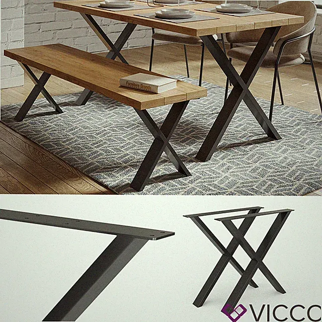 Tischkufen Tischbeine Tischgestell Esstisch Möbelfüße DIY X-Form 72cm Loft Vicco