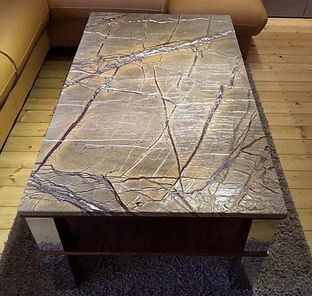 Tischplatte Marmor antik gebürstet Naturstein braun f. Couchtisch Kommode Ablage