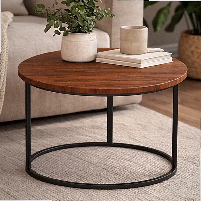 Tischplatte Rund 50 cm Massivholz Eiche Möbelplatte Tischplatte Dunkel B-WARE