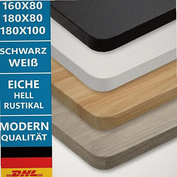 Tischplatte Verbundholz 160x80 180x80 180x100 cm Schreibtisch mit Kabeldurchlass
