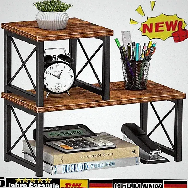 Tischregal Schreibtisch Organizer Regal 2 Ebenen Bücherregal 40 × 20 × 19 cm