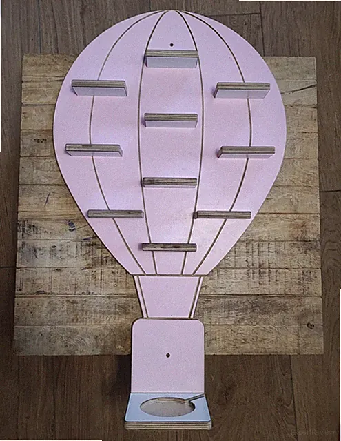 Tonie Regal Wandhalterung Heißluftballon Rosa Holz Mädchen Massivholz Magneten