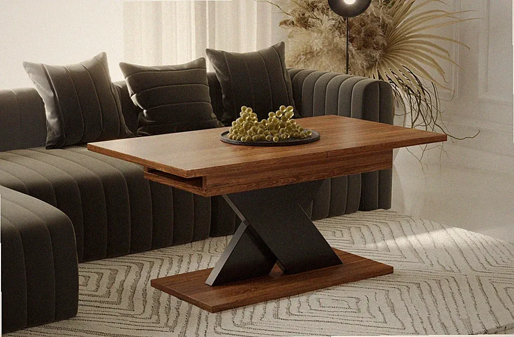 TOP Couchtisch Ilo 110-140 cm erweiterbar Säulentisch Wohnzimmertisch