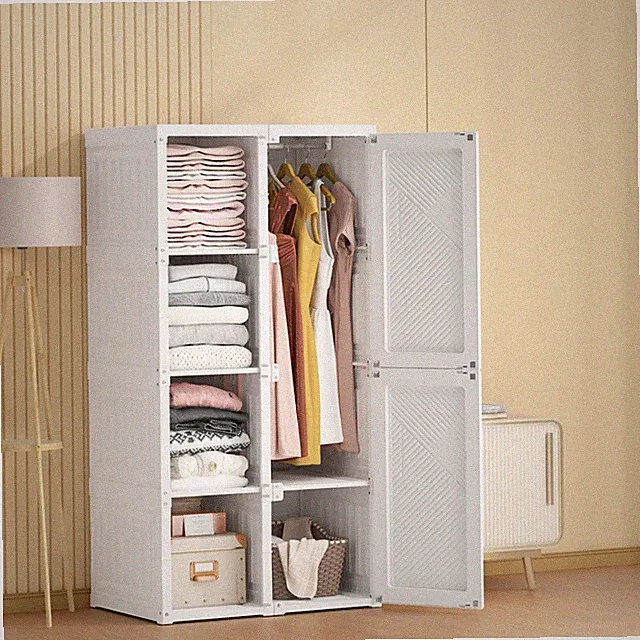Tragbarer Kleiderschrank Kleiderkommode für Schlafzimmer mit 6 Türen Faltbarer