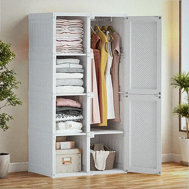 Tragbarer Kleiderschrank Kleiderkommode mit 6 Türen Faltbarer für Schlafzimmer