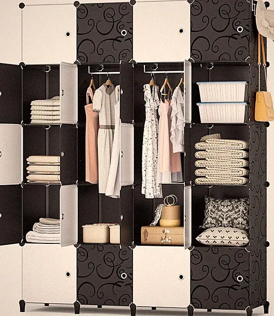 Tragbarer Kleiderschrank Platzsparender Modularer Kunststoffschrank Möbel Zimmer