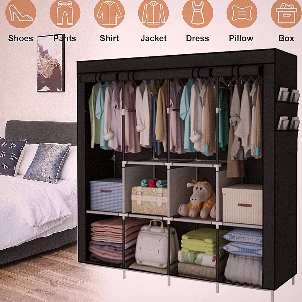 Tragbarer Kleiderschrank Stoffkleiderschrank Stoffschrank für Hängende Kleidung