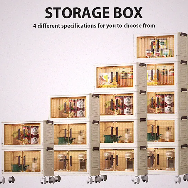 Tragbarer Schrank Faltbare Aufbewahrungsbox Transparente Lagerbox mit Rollen DHL