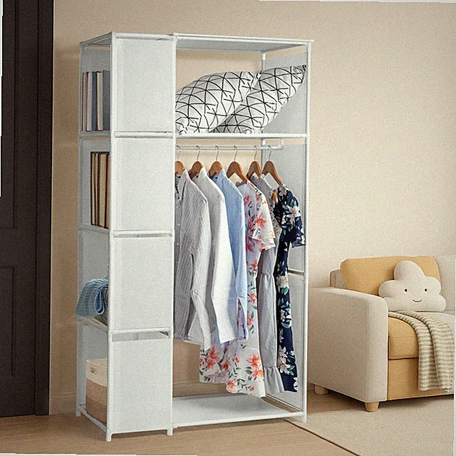 Tragbarer Stoff-Kleiderschrank Reiseschrank Faltbarer Schrank mit Kleiderstange