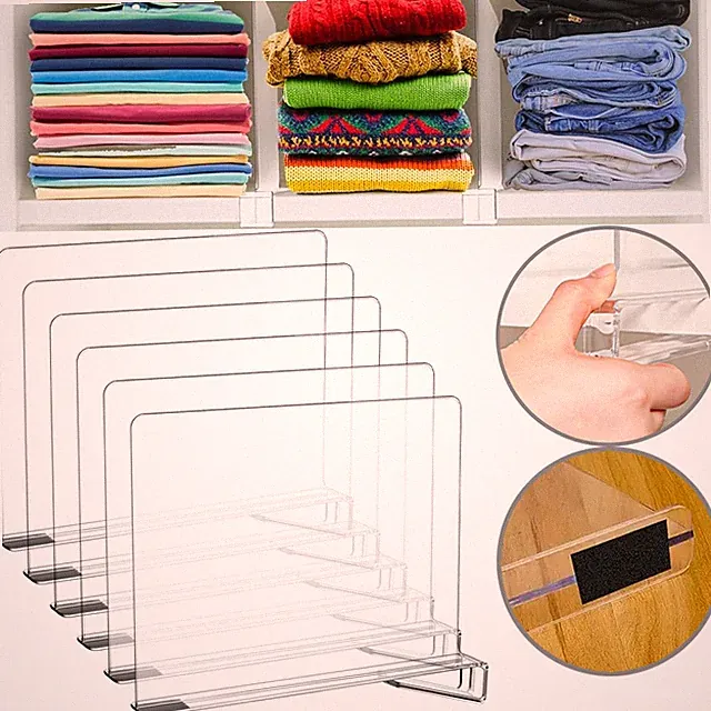Transparente Acryl-Regalteiler Acryl Regalteiler für Kleiderschrank Organizer