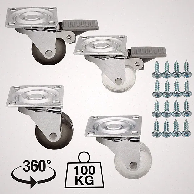 Transport-Möbelrolle Bockrolle 4er Set KIEL Ø 60 mm inkl. Schraubenset SOTECH