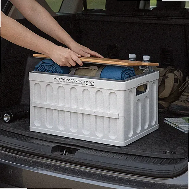 Transportbox faltbar aus Kunststoff mit Holzdeckel für Outdoor, für Kleidung